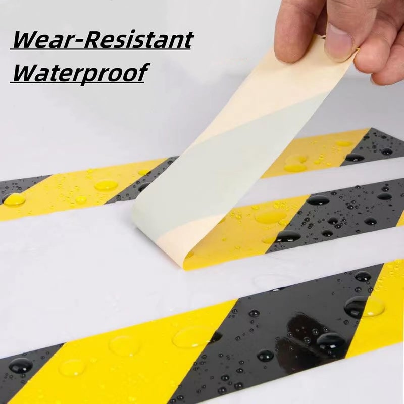 SWRT 2 Roll 2 Inch x 110FT Black & Yellow Hazard Tape Warning Safety Stripe Tape for Floor Marking, Strong Adhesive Wear Resistance Warterproof Caution Tape Roll Ideal for Walls, Floors(2 Roll) - Image 5